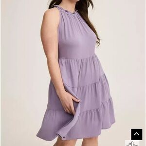 Torrid NWT Women's Crinkle‎ Gauze Ruffle Neck Tiered Dress Size 3 (3x) 22-24